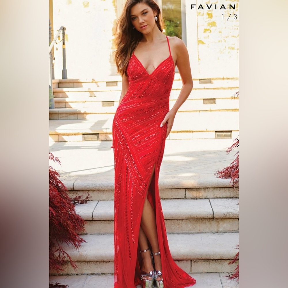 Faviana Striking Red Prom Dress